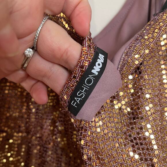 Fashion Nova Rose Gold Strapless Knee Length Dress Size Large - Picture 6 of 6